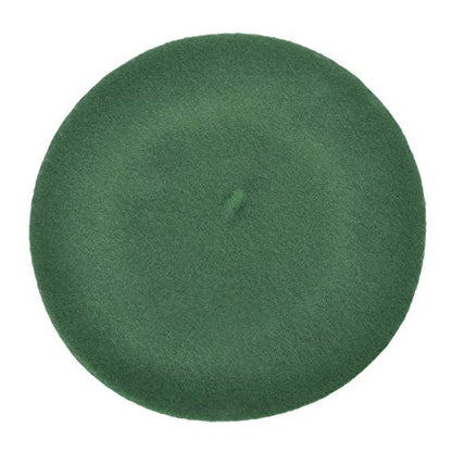 ZLYC Wool French Beret Hat Solid Color Classic Artist Cap for Women - color: Green