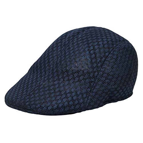 WITHMOONS Breathable Mesh Summer Hat Newsboy Ivy Cap Cabbie Flat Cap UZ30053 - color: Navy