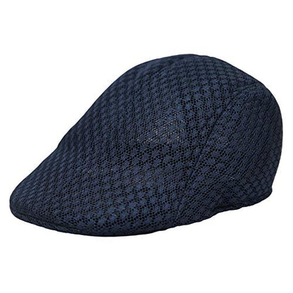 WITHMOONS Breathable Mesh Summer Hat Newsboy Ivy Cap Cabbie Flat Cap UZ30053 - color: Navy