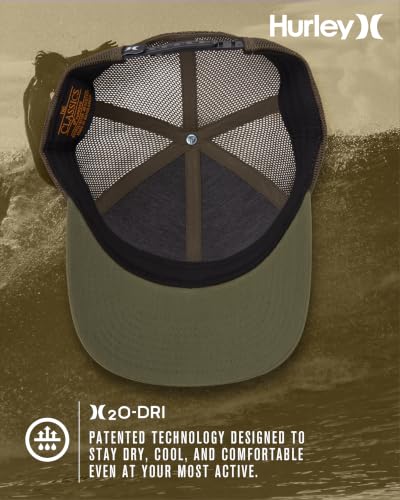 Hurley Men's Caps - H2O-Dri League Baseball Caps for Men with Snapback Closure - Classic Mens Trucker Hats (S-XL) - color: Olive