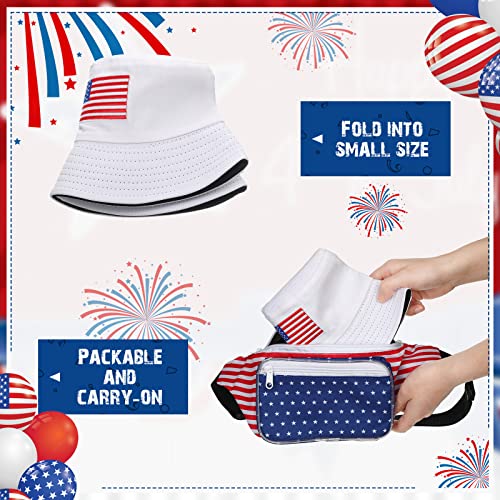 Thenshop 4 Pcs American Flag Bucket Hat Men Patriotic USA Fisherman Cap
