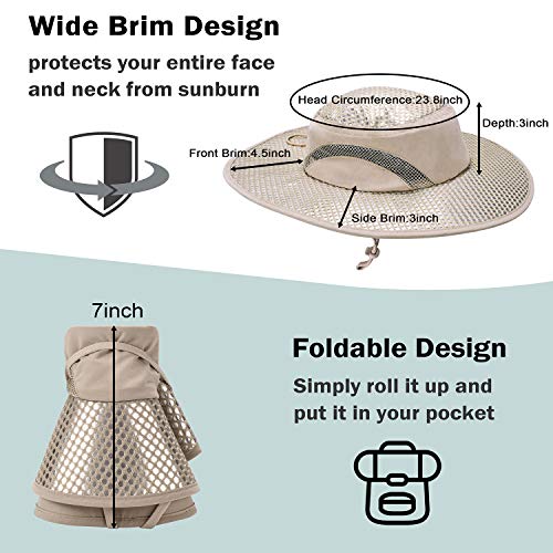 Men Safari Sun Hat Wide Brim Boonie Fishing Cap with Adjustable Drawstring - color: #Olive