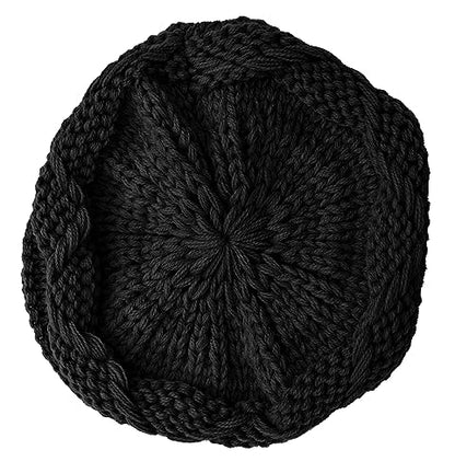 Lilax Knit Slouchy Oversized Soft Warm Winter Beanie Hat - color: Black