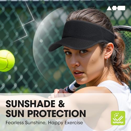 Sweat-Wicking Sports Sun Visor Women Men Adjustable for Tennis Golf Running - color: Black