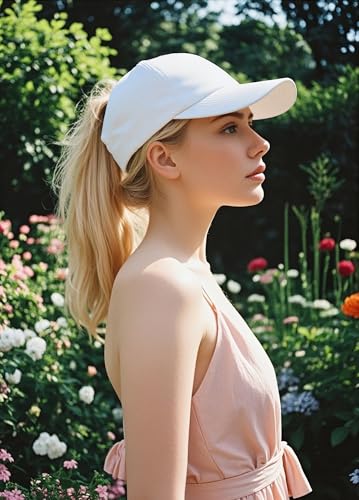 Sun Visor for Women High Ponytail Sun Hats Sports Running Heart Embroidered Veelcro Golf Beach Cap - color: White
