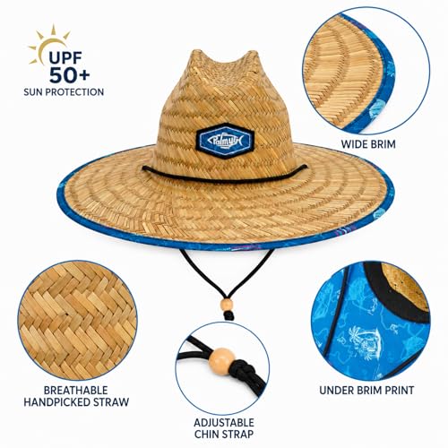 Palmyth Straw Hat for Men & Women Sun Hats, Beach Hat, Fishing Hat UPF 50+ - color: Fish Flag