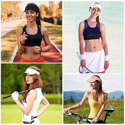 Ultrafun 12 Pack Sun Visor Hats Women Men Outdoor Sports Beach - color: 12pack-black