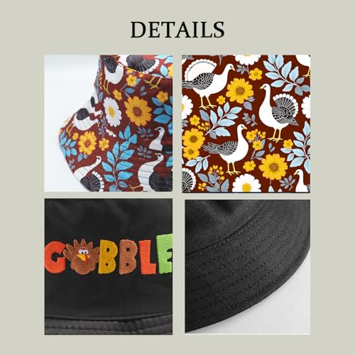 Bucket Hat for Men Women Funny Holiday Fishing Hat Cute Fisherman Cap - color: T-turkey