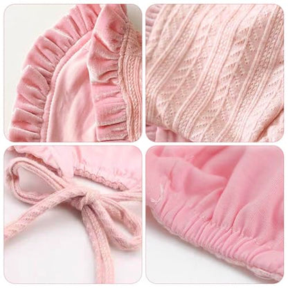 Lovely Baby Girl Bonnet Soft Ruffle Brimmed Newborn Baby Beanie - color: Pink+white