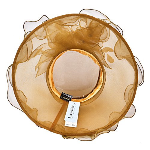 Lawliet Womens Flower Wedding Occasion Wide Brim Church Dress Sun Hat A341 - color: Gold, size: One Size