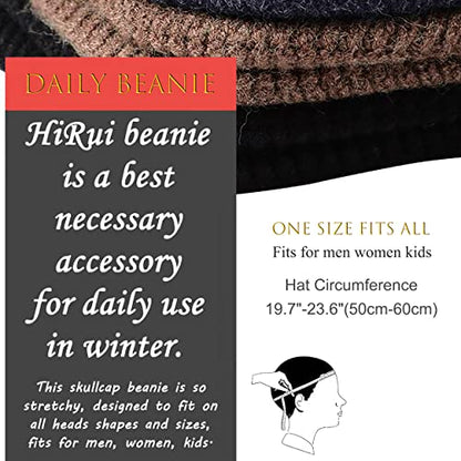 HiRui Knit Beanie Hats Winter Hats Ear Covers for Men Women-Warm Daily Headwear - color: Burgundy