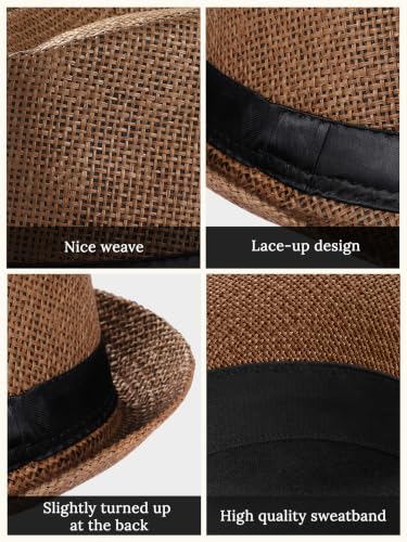 BABEYOND Men's 1920s Short Brim Trilby Fedora Hat - color: U-coffee