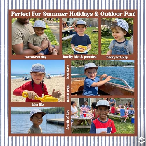 Funky Junque Kids 5 Panel Hat - Toddler Boys American Flag Baseball Cap, Patriotic Infant Baby Sun Hat for 4th of July - color: Brown & White Stripes, size: 12-24 Months
