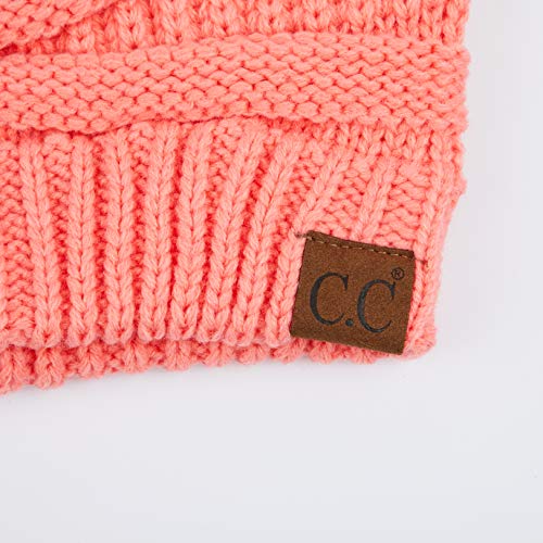 C.C Exclusives Cable Knit Beanie - Thick, Soft & Warm Chunky Beanie Hats - color: Coral