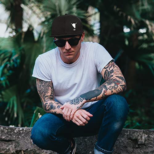 Horror Skull Hat Snapback Hat for Men Women Black Adjustable Classic Adult Baseball Cap Flat Bill Hip Hop Cap - color: Cow Skull