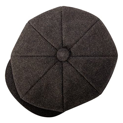 BOTVELA Men's 8 Panel Wool Blend Newsboy Flat Cap - color: Coffee, size: 7 1/8