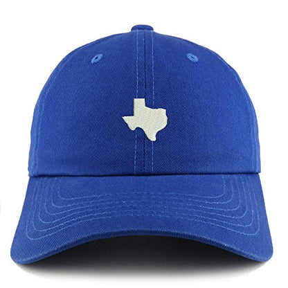 Trendy Apparel Shop Texas State Map Embroidered Low Profile Soft Cotton Dad Hat Cap - color: Royal