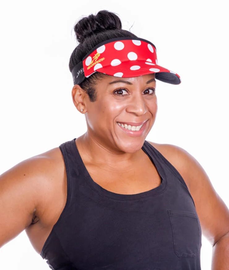 Sparkle Headsweats Running Visor - color: Red With White Polka Dots
