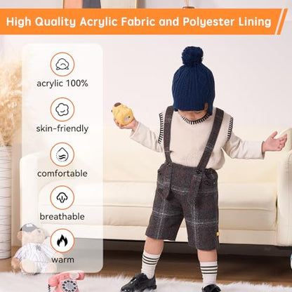 Moon Kitty Baby Boys Hats Toddler Beanies for Boys Winter Fleece Winter Hat Boys - color: Navy, size: 6-12 Months