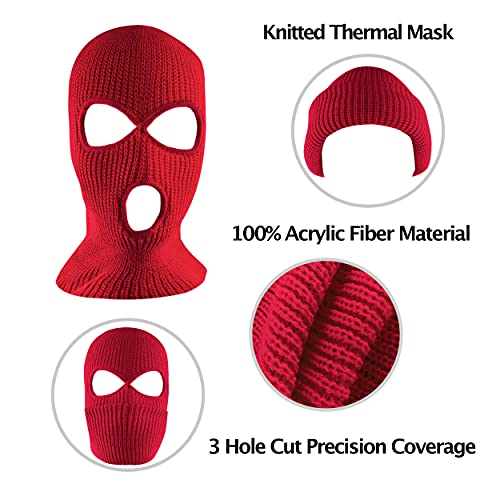 Super Z Outlet Knit Sew Acrylic Outdoor Full Face Cover Thermal Ski Mask One Size Fits Most - color: Red