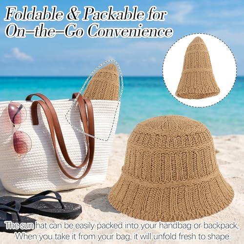 Breathable Cotton Bucket Hat Lightweight Packable Cloche Hat Sun Beach Cap - color: Khaki