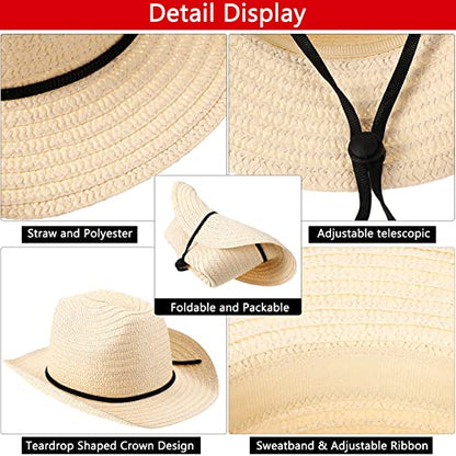 SATINIOR 12 Set Kids Cowboy Hats Bulk with Bandanas - color: Beige