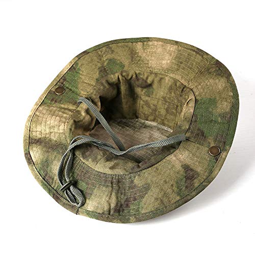 Breathable Mesh Boonie Hat, Wide Brim Sun/Fishing Hat, Adjustable Chin Strap - color: Green