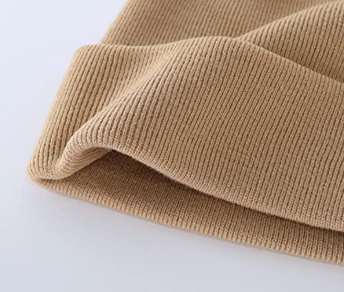 Home Prefer Mens Winter Hats Acrylic Knit Cuff Beanie Cap Warm Womens Beanie Hat - color: Khaki