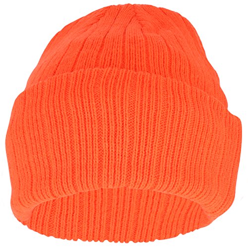 Armycrew 3M Thinsulate Insulation Fleece Lined Long Cuff Ribbed Beanie - color: Orange