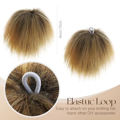 Tatuo 16 Pcs Faux Fur Pom Poms for Hats, Natural - color: Natural