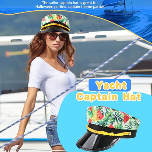 8 Pieces Captain Hats Adjustable White Sailors Navy Marine Admiral Caps for Yacht Theme Party Costume Accessory - color: Style 10