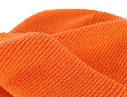 Connectyle Thick Cuffed Beanie for Men & Women Double Layer Knit Winter Hat Acrylic Watch Hat Warm Stocking Skull Cap - color: Orange
