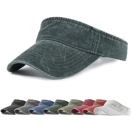 HH HOFNEN Sports Sun Visor Hats Cotton Adjustable Golf Caps for Men Women - color: #1a Darkgreen