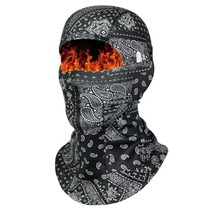 Balaclava Ski Mask, Warm Fleece Face Cover for Winter Cycling - color: Black Cashew