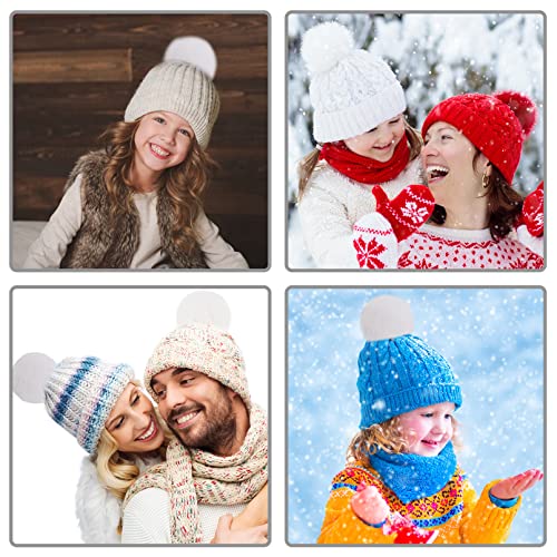BQTQ 26 Pcs Faux Fur Pom Poms DIY Hat Pompoms with Elastic Loop (White) - color: Pure white