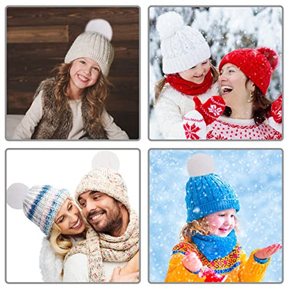 BQTQ 26 Pcs Faux Fur Pom Poms DIY Hat Pompoms with Elastic Loop (White) - color: Pure white