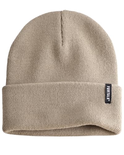 FURTALK Beanie Hat for Men Women Winter Hats for Women Men Soft Warm Unisex Cuffed Beanie Knitted Skull Cap - color: Burlywood