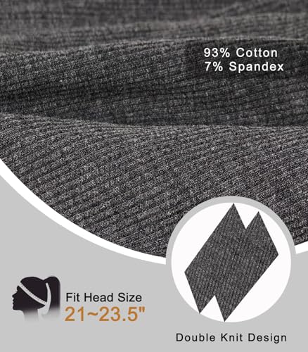 Slouchy Beanie for Women Men Thin Knit Winter Hat 93% Cotton Beanies - color: Dark Grey