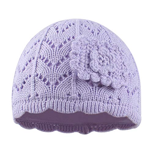Bamery Baby Girl Winter Hat Cute Bow Baby Beanie Warm Knitted Hats for Infant Toddler Girls - color: Purple Flower, size: 2-6 Years