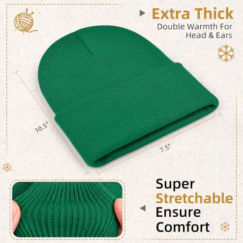 ZOORON Beanie for Men Women Slouchy Winter Beanie Hats Cuffed Skull Caps - color: 2pack-black&light Green