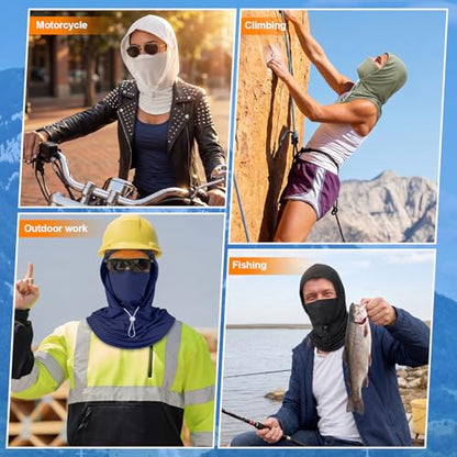 Funtery 4 Pack Cooling Balaclava Mask - color: Black, White, Navy Blue, Green