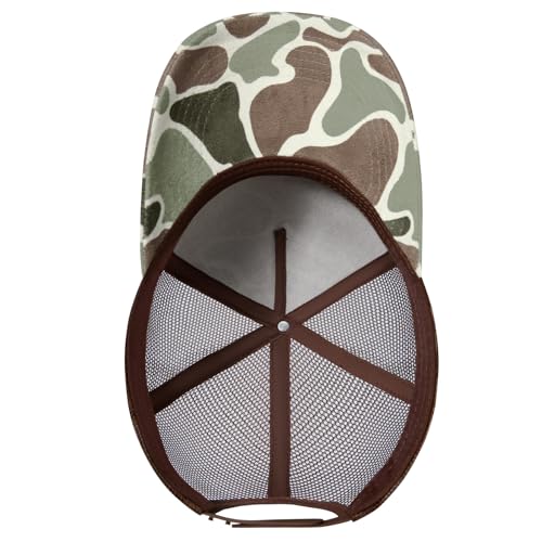 Suede Curved Brim Trucker Cap Adjustable Snapback Hat Mesh Back Breathable for Men Women 2 Pack SH03 - color: Pack of 2, Brown & Color Block Camo