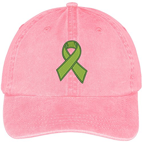 Trendy Apparel Shop Lymphoma Ribbon Embroidered Cotton Washed Baseball Cap - color: Pink