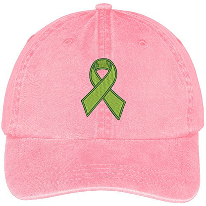 Trendy Apparel Shop Lymphoma Ribbon Embroidered Cotton Washed Baseball Cap - color: Pink