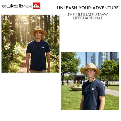 Quiksilver Men's Wide Brim Outdoor Lifeguard Straw Sun Hat - color: Natural, size: Large-X-Large