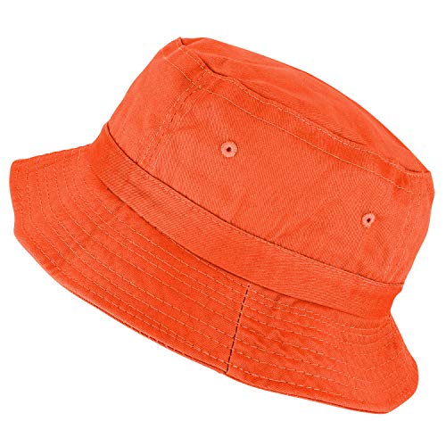 Armycrew Pigment Dyed Washed 100% Cotton Unisex Bucket Hat - color: Orange