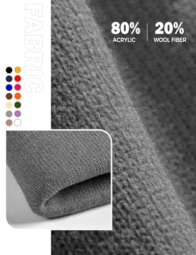 Beanie Hats for Men Women Knit Winter Hat, Warm Skull Stocking Cap, Striped Snow Hat Heated Cuffed Beanie - color: 2p-black+grey