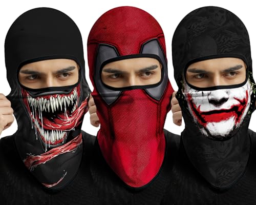 3D Balaclava Ski Mask Outdoor Headwear Mask Ghosts Skull Mask Men Women for Halloween Motorcycle Cycling Full Face Mask - color: Pattern 7 (3pcs)