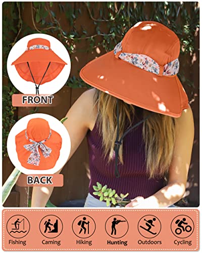 Tirrina Women's Sun Hat Wide Brim, UV Protection Sun Hats for Women - color: Orange