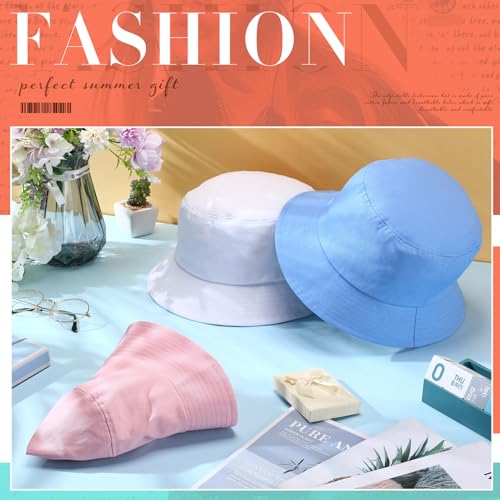 Zhanmai 3 Pcs XXL Bucke Large Oversize Hat for Woman - color: White, Pink and Sky Blue